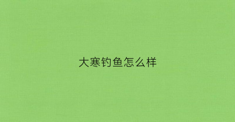 大寒钓鱼怎么样(大寒怎样钓鲫鱼)