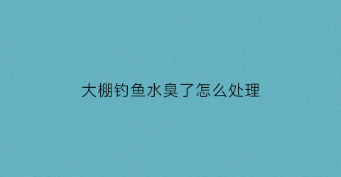大棚钓鱼水臭了怎么处理(大棚钓鱼技巧)