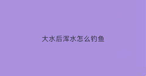 大水后浑水怎么钓鱼(大水后浑水怎么钓鱼好)