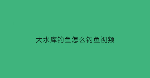 大水库钓鱼怎么钓鱼视频(大型水库野钓视频)