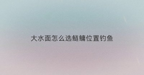 大水面怎么选鲢鳙位置钓鱼(大水面鲢鳙好钓吗)