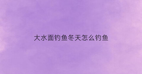 大水面钓鱼冬天怎么钓鱼(冬季大水面钓鱼)
