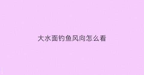 大水面钓鱼风向怎么看(大水面钓鱼如何选钓位)