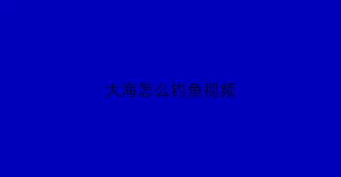 大海怎么钓鱼视频(大海钓鱼视频大全)