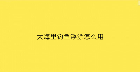 大海里钓鱼浮漂怎么用(海上的浮漂)