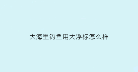 大海里钓鱼用大浮标怎么样(大海里钓鱼用大浮标怎么样的)