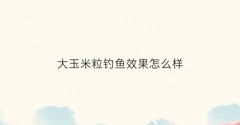 大玉米粒钓鱼效果怎么样(玉米粒钓鱼技巧大全)