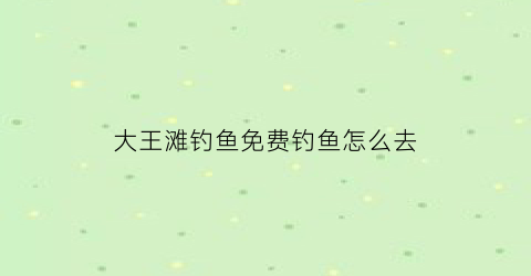 大王滩钓鱼免费钓鱼怎么去(大王滩钓鱼地点怎么开车去)