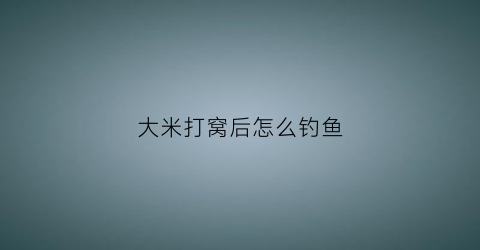 大米打窝后怎么钓鱼(大米打窝为什么没效果)