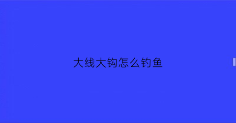 大线大钩怎么钓鱼(钓鱼大线绑法视频图解)