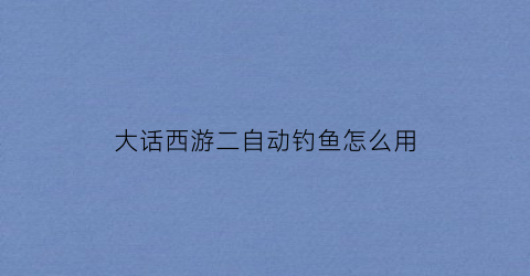 “大话西游二自动钓鱼怎么用(大话西游2如何自动挂机)