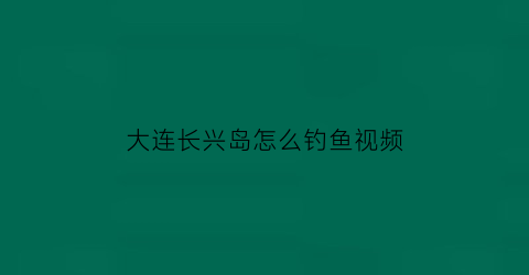 “大连长兴岛怎么钓鱼视频(大连长兴岛海边怎么样)