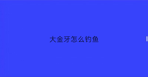 大金牙怎么钓鱼(大金牙是什么意思)