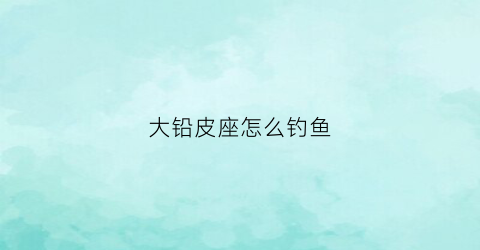 大铅皮座怎么钓鱼