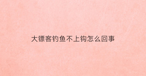 “大镖客钓鱼不上钩怎么回事(大镖客钓鱼不上钩怎么回事儿)
