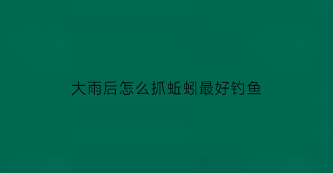 大雨后怎么抓蚯蚓最好钓鱼