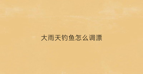 “大雨天钓鱼怎么调漂(雨天钓大鱼图片)