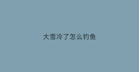 大雪冷了怎么钓鱼(大雪冷了怎么钓鱼呢)