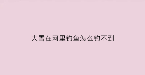 “大雪在河里钓鱼怎么钓不到(大雪天钓鱼视频)