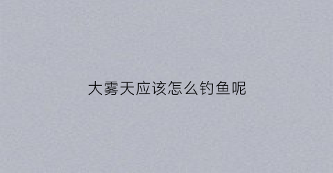 大雾天应该怎么钓鱼呢(大雾天钓鱼好钓鱼怎么钓好)