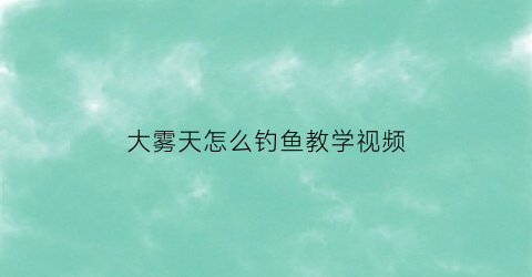 “大雾天怎么钓鱼教学视频(大雾天如何钓鱼)