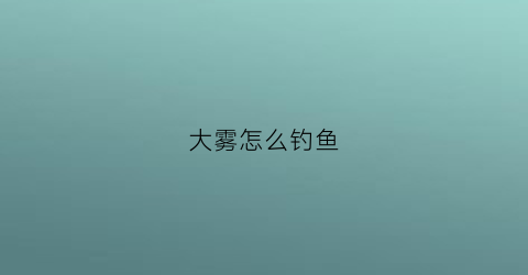 大雾怎么钓鱼(大雾怎么钓鱼好钓)