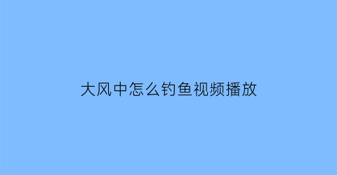 大风中怎么钓鱼视频播放(风大如何钓鱼视频)