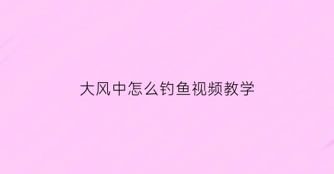 大风中怎么钓鱼视频教学(大风野钓技巧)