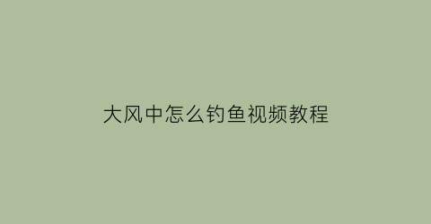 大风中怎么钓鱼视频教程(大风怎么钓浮)
