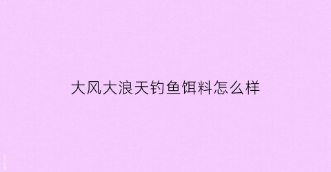 大风大浪天钓鱼饵料怎么样(大风大浪天气钓什么位置)