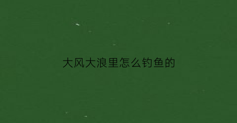 “大风大浪里怎么钓鱼的(大风大浪怎么钓鲤鱼)