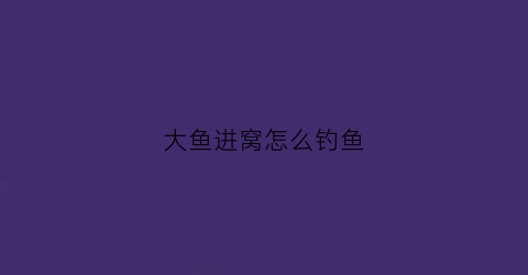 大鱼进窝怎么钓鱼(大鱼进窝怎么钓鱼视频)