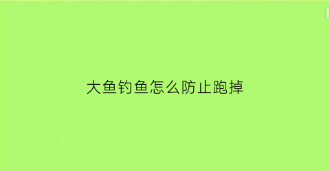 大鱼钓鱼怎么防止跑掉(大鱼钓鱼怎么防止跑掉鱼)