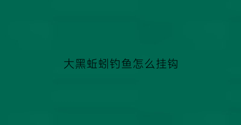 “大黑蚯蚓钓鱼怎么挂钩(大黑蚯蚓钓青鱼怎么样)