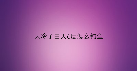 “天冷了白天6度怎么钓鱼(天气冷能钓到白条吗)
