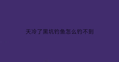 天冷了黑坑钓鱼怎么钓不到(天冷黑坑怎么找钓位)