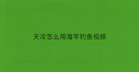 天冷怎么用海竿钓鱼视频