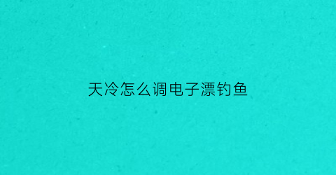 “天冷怎么调电子漂钓鱼(冬季电子漂的调漂技巧)