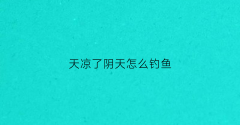 天凉了阴天怎么钓鱼