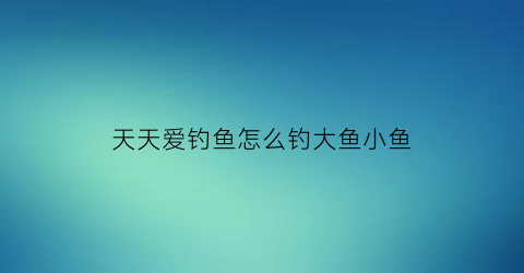 天天爱钓鱼怎么钓大鱼小鱼(天天爱钓鱼无敌版)