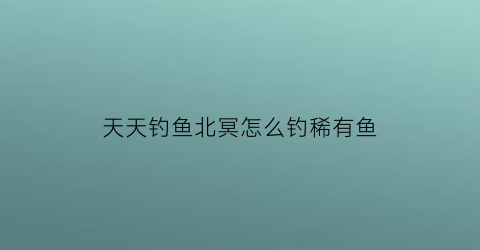 天天钓鱼北冥怎么钓稀有鱼(天天钓鱼北冥仙境攻略)