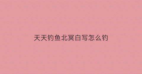 天天钓鱼北冥白写怎么钓(天天钓鱼游戏)