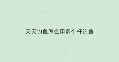 天天钓鱼怎么用多个杆钓鱼(天天钓鱼app官方下载)