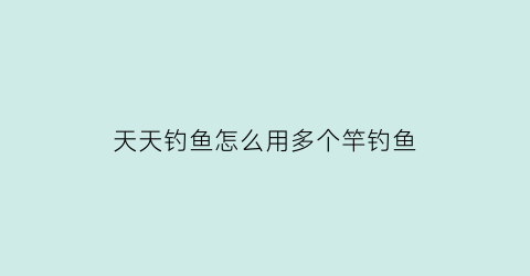 天天钓鱼怎么用多个竿钓鱼(天天钓的位置没鱼了)