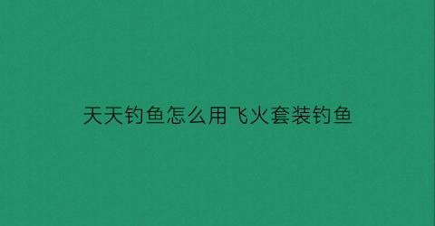 天天钓鱼怎么用飞火套装钓鱼(天天钓鱼吧)
