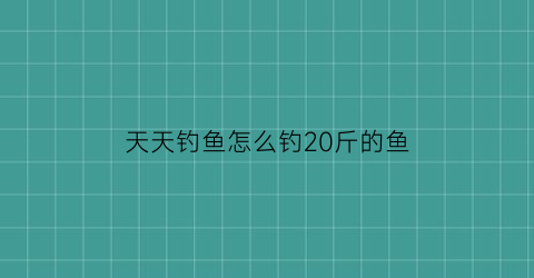天天钓鱼怎么钓20斤的鱼(天天钓鱼停不下来)