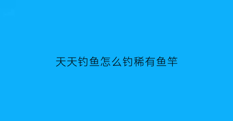 “天天钓鱼怎么钓稀有鱼竿(天天钓大鱼)