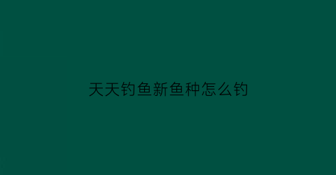 天天钓鱼新鱼种怎么钓(天天钓鱼天天开心)