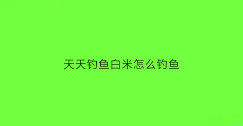 天天钓鱼白米怎么钓鱼(钓白米子技巧)