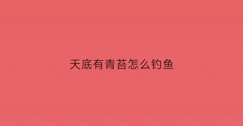 天底有青苔怎么钓鱼(天底有青苔怎么钓鱼啊)
